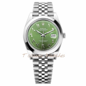 Rolex Datejust 41mm Steel Green Arabic Dial Custom