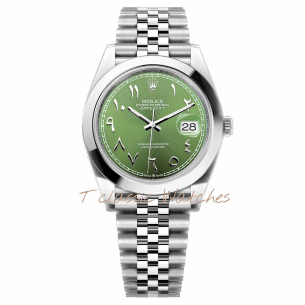 Rolex Datejust 41mm Steel Green Arabic Dial Custom